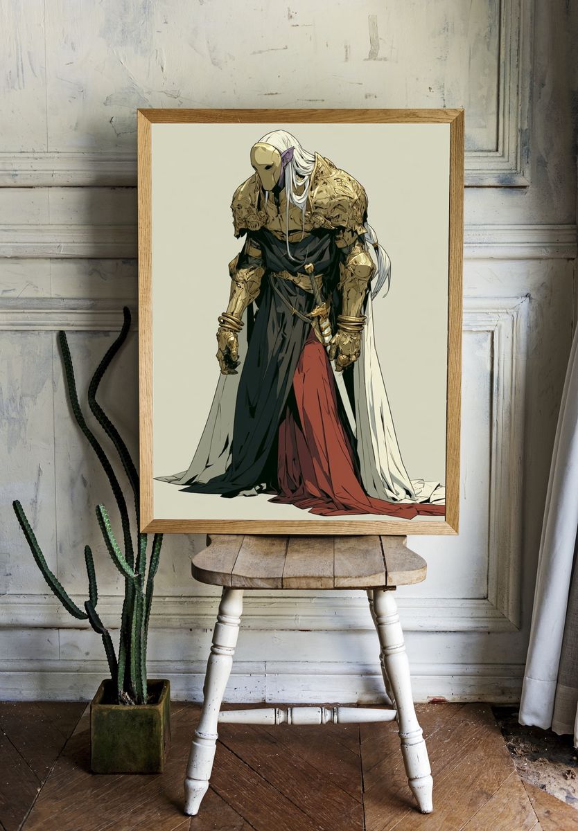 Armored Fantasy Warrior Illustration Poster. — room view 1