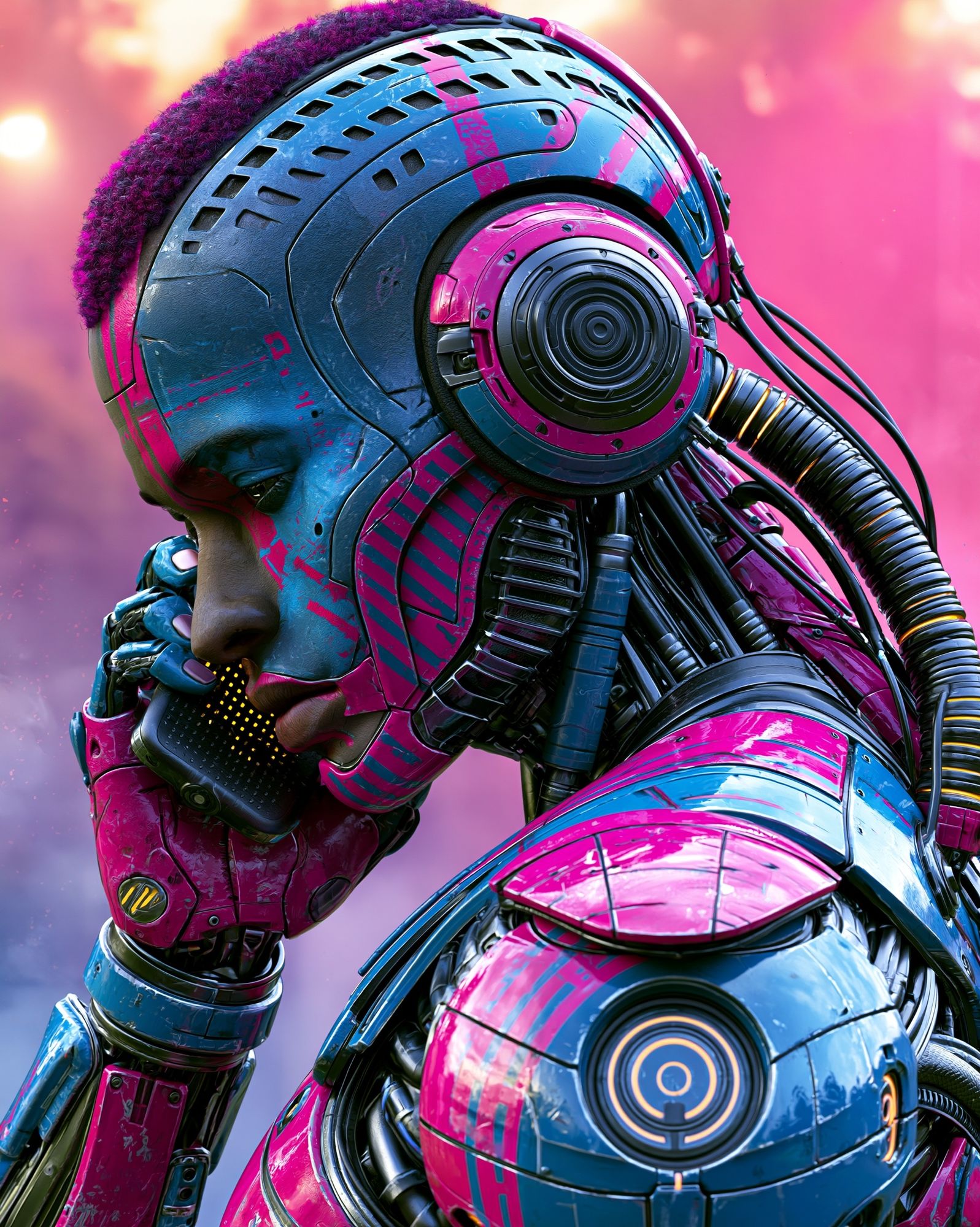 Cyberpunk Android Portrait Poster. poster — illustration art