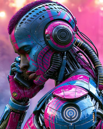 Cyberpunk Android Portrait Poster.