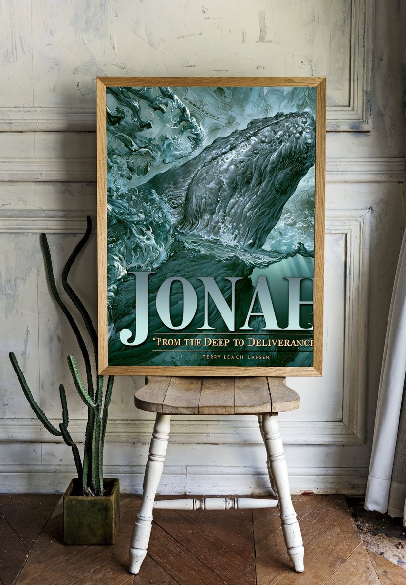 Jonah Whale Illustration Poster. room preview