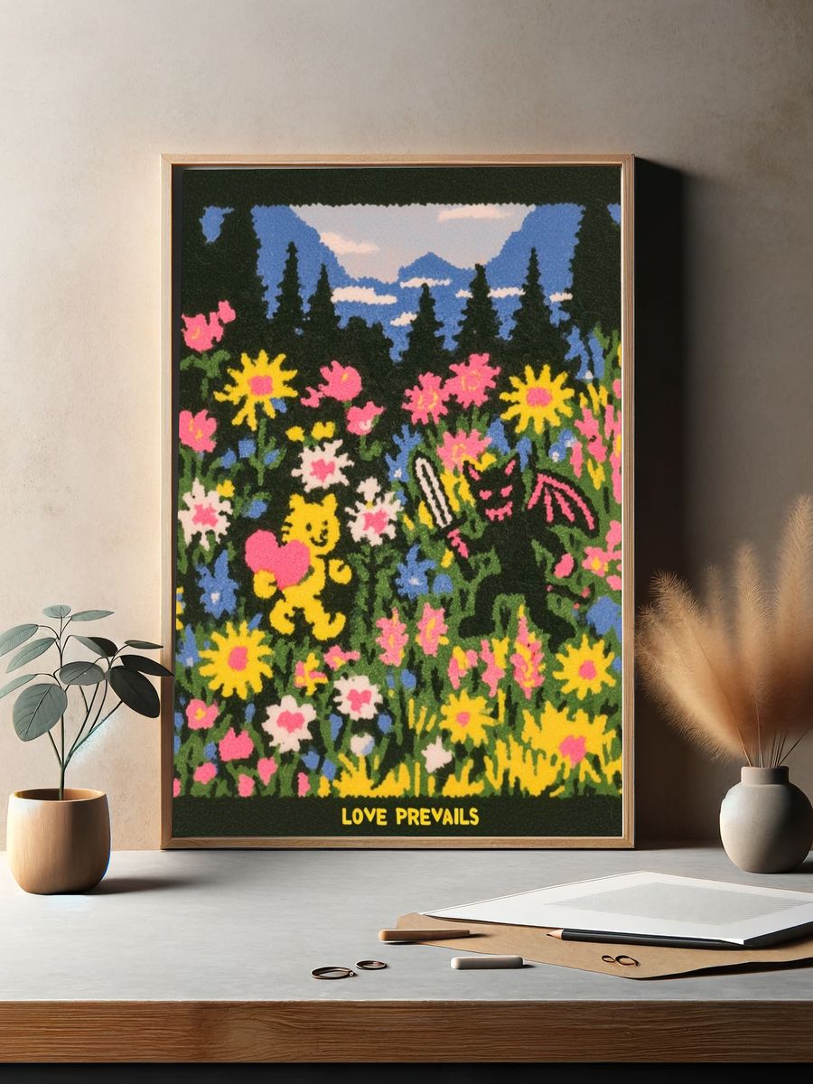 Love Prevails Floral Illustration Poster. — room view 2