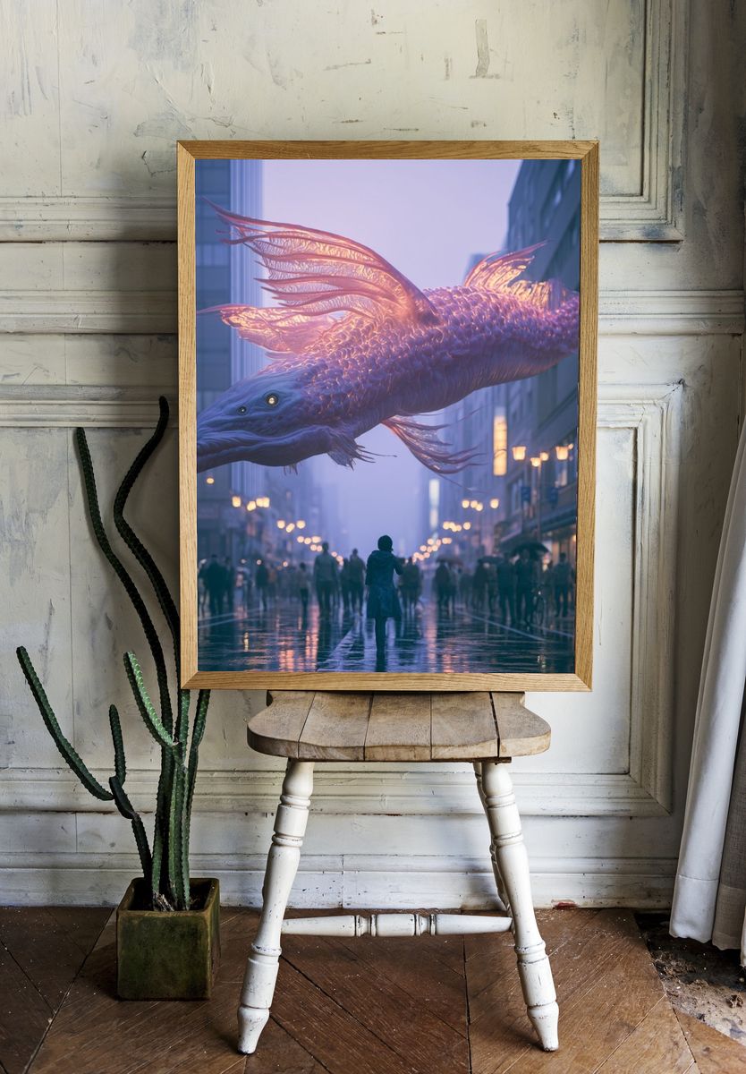 Glowing Leviathan Cityscape Poster. room preview