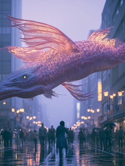 Glowing Leviathan Cityscape Poster.