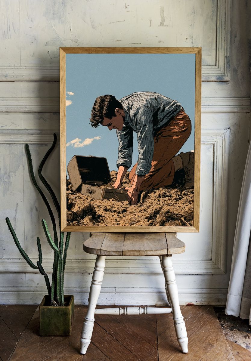 Treasure Hunter Illustration Poster. — room view 1