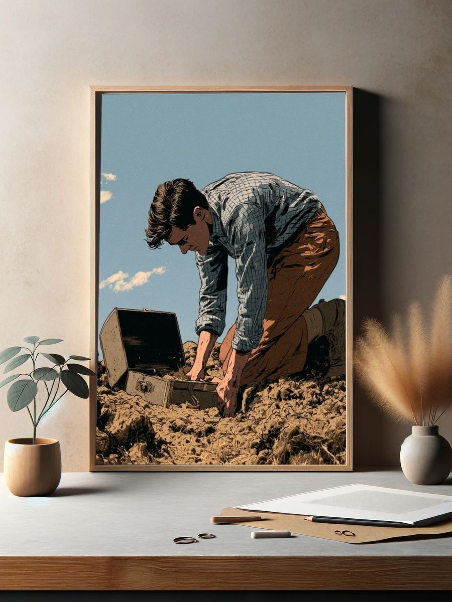 Treasure Hunter Illustration Poster. — room view 2