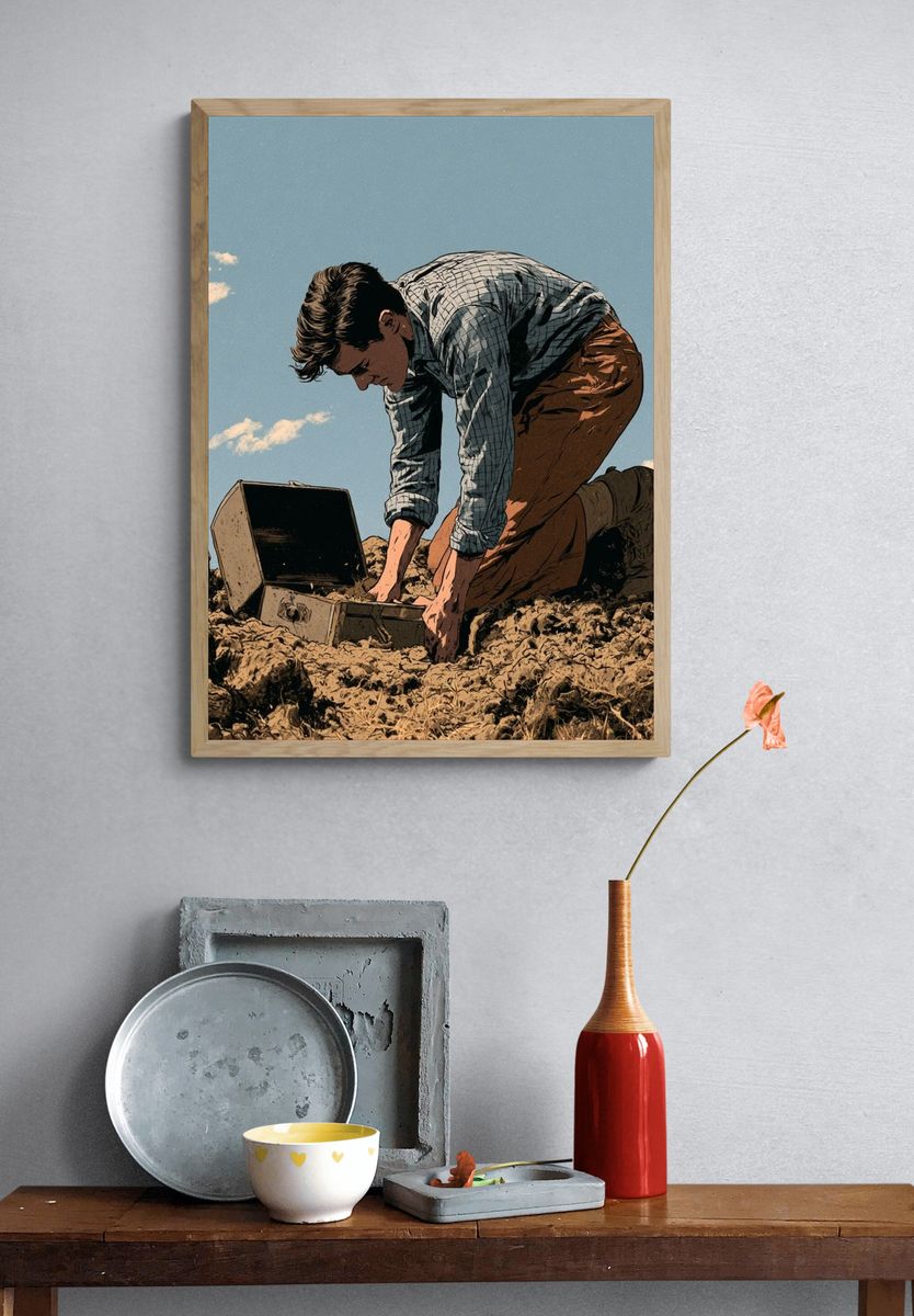 Treasure Hunter Illustration Poster. — room view 3