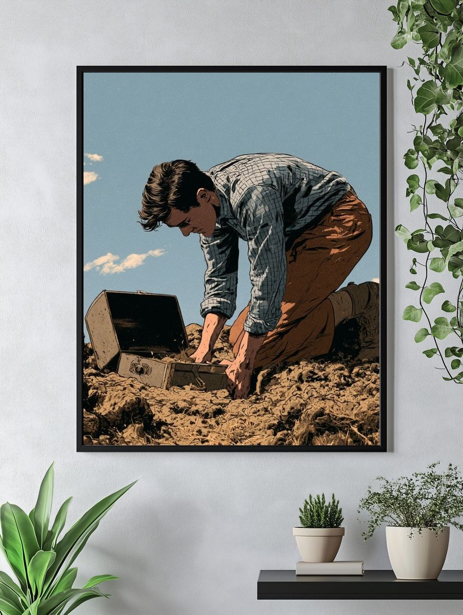 Treasure Hunter Illustration Poster. — room view 4