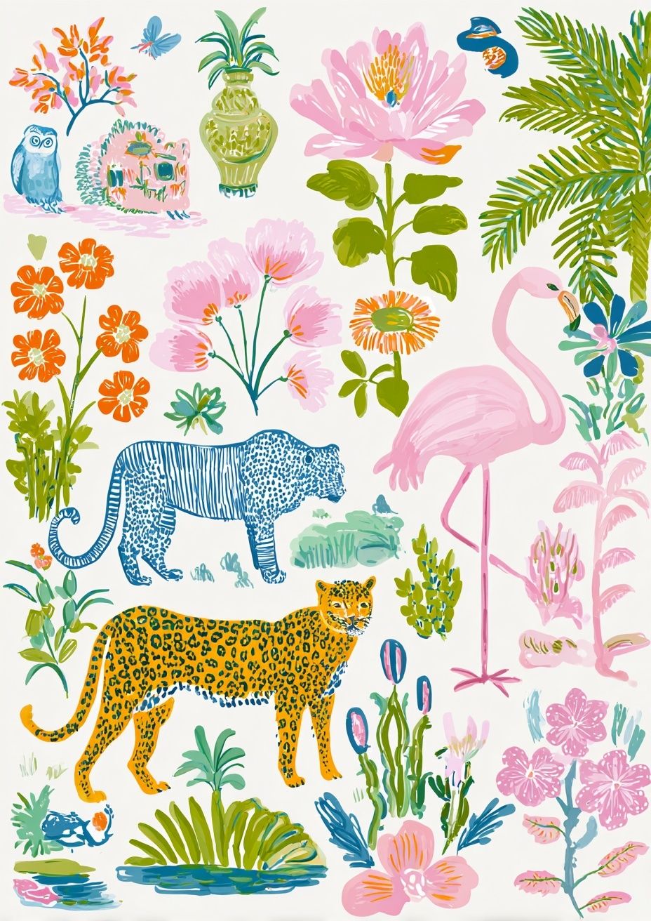 Tropical Safari Illustration Poster. poster — illustration art