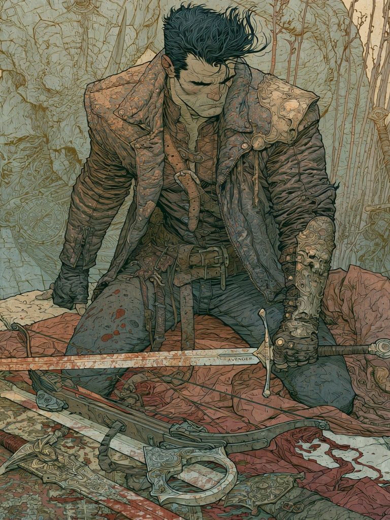 Dark Fantasy Warrior Illustration Poster. poster detail