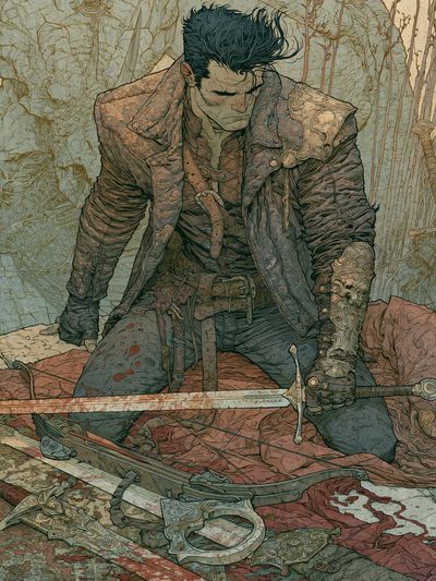 Dark Fantasy Warrior Illustration Poster. poster