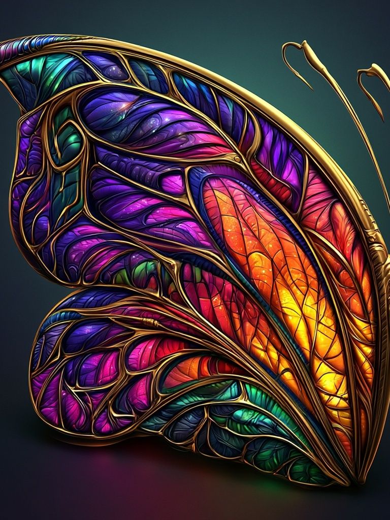 Stained Glass Butterfly Illustration Poster. poster — illustration art