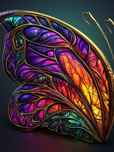 Stained Glass Butterfly Illustration Poster. poster