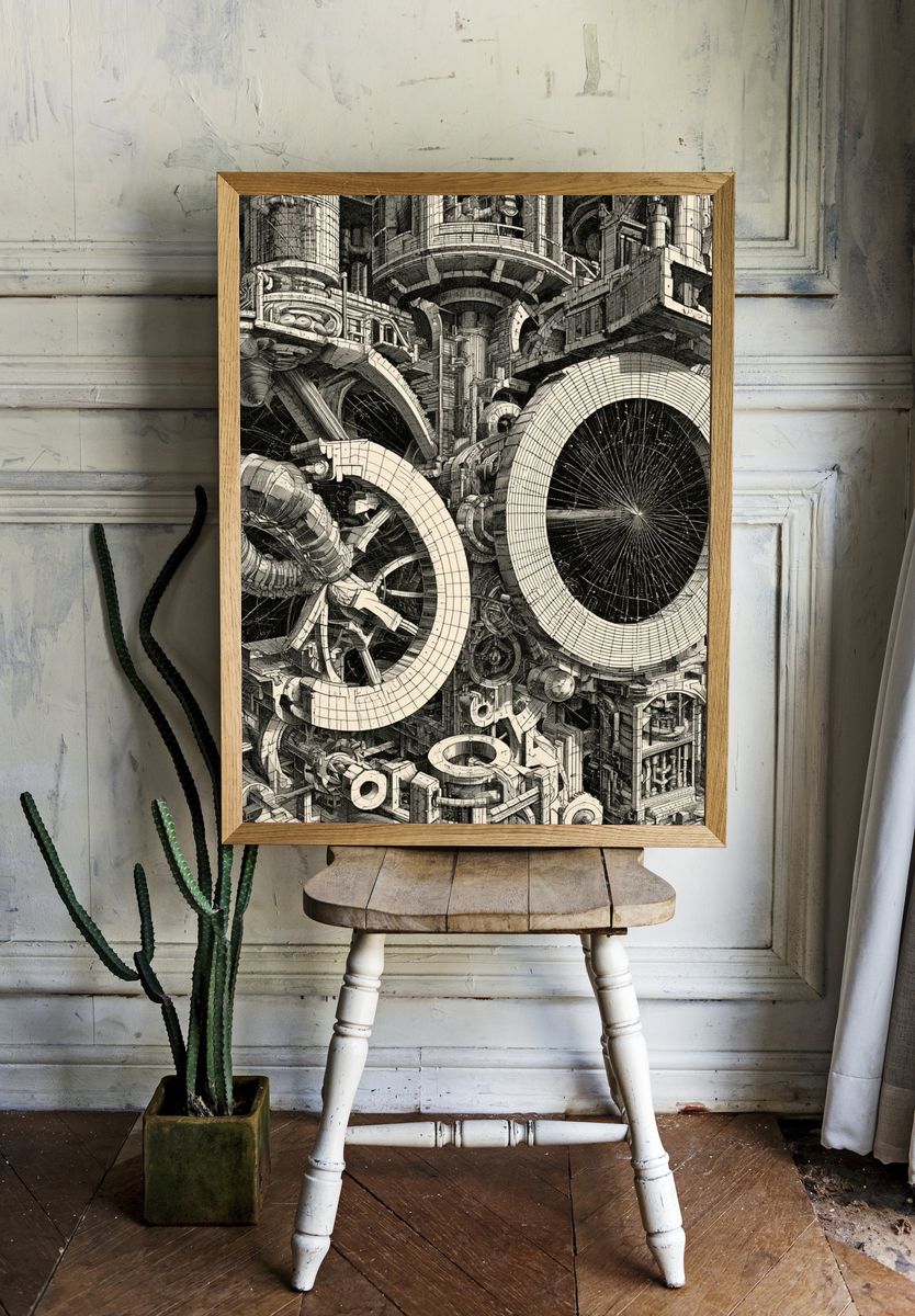 Mechanical Orbit — Illustration Print. — room view 1