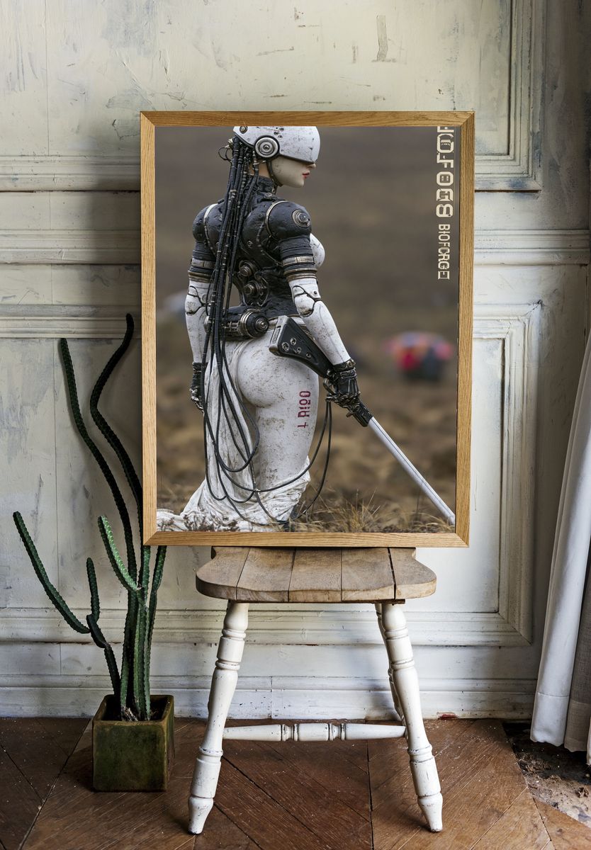 Cybernetic Warrior — Sci-Fi Print. room preview