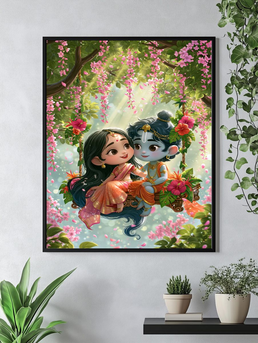 Radha Krishna Blossom Print. — room view 4