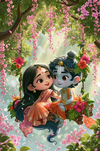 Radha Krishna Blossom Print.