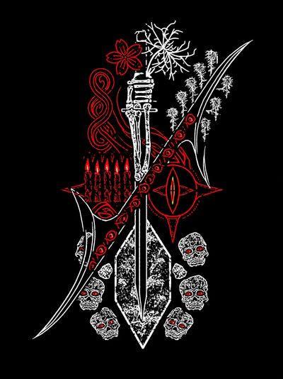 Occult Skull Ritual Illustration Poster.