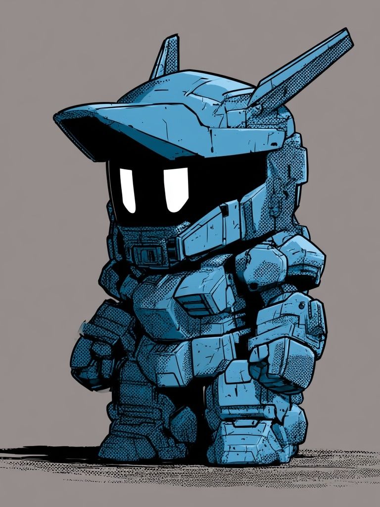 Blue Mecha Chibi Illustration Poster. poster — illustration art