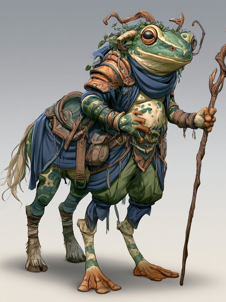 Fantasy Frog Wanderer Illustration Poster. poster detail