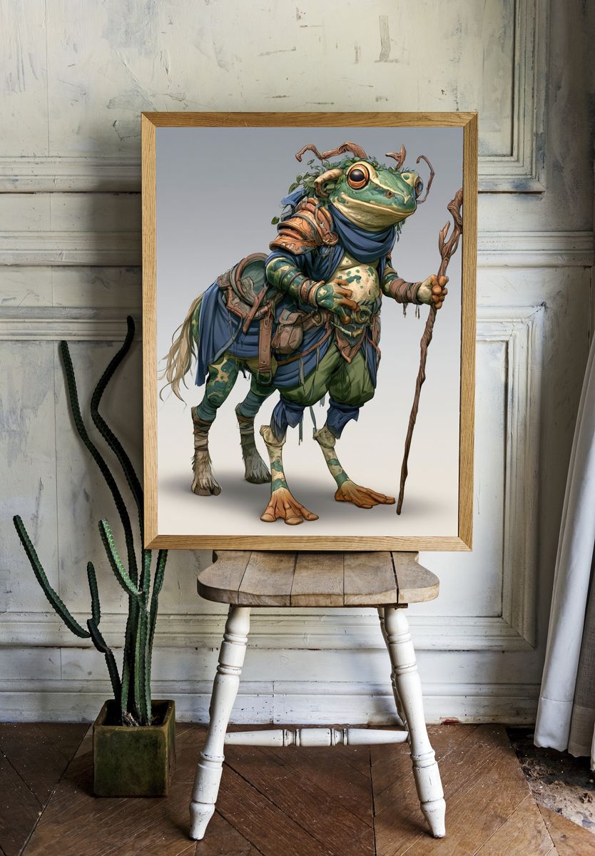 Fantasy Frog Wanderer Illustration Poster. — room view 1