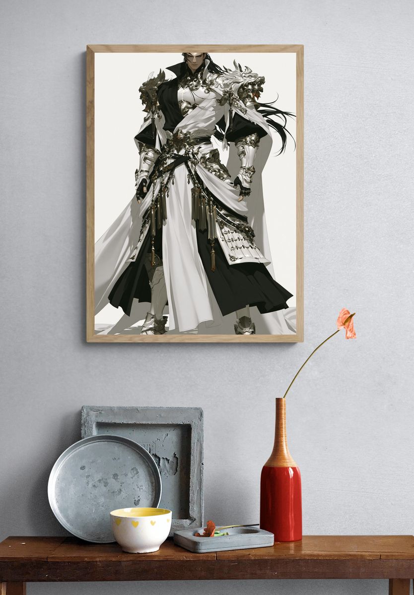 Armored Fantasy Warrior Illustration Poster. — room view 3