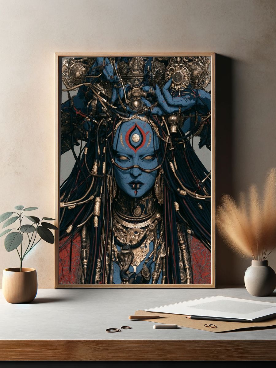 Blue Shaman Portrait Print. — room view 2