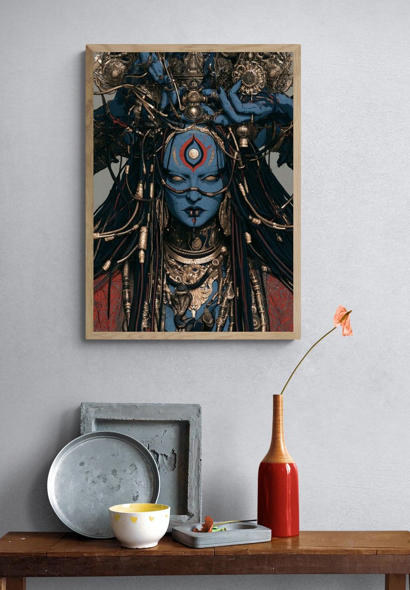 Blue Shaman Portrait Print. — room view 3