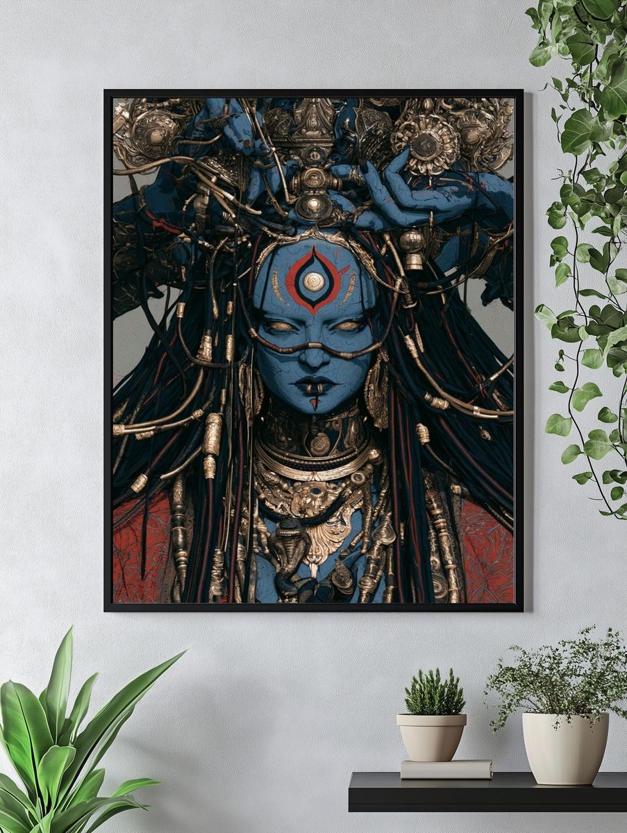 Blue Shaman Portrait Print. — room view 4