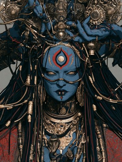Blue Shaman Portrait Print.