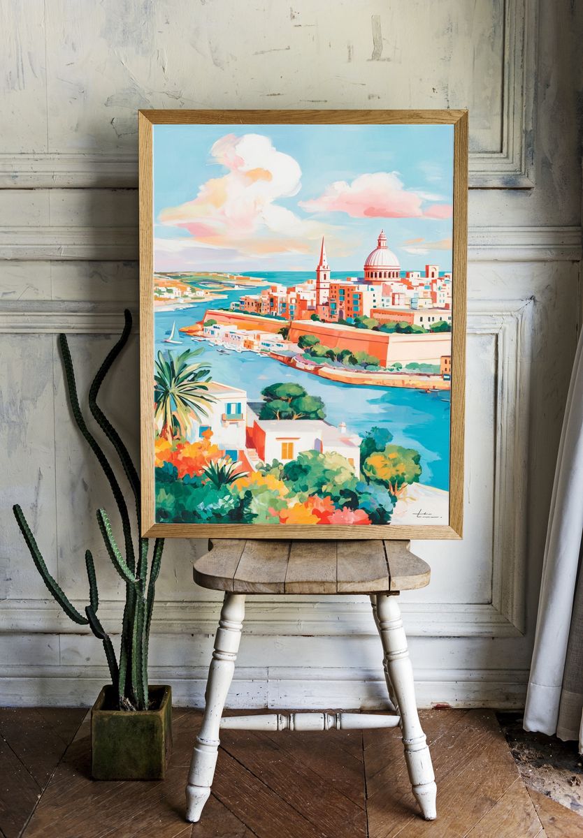 Harbor Cityscape Illustration Poster. room preview