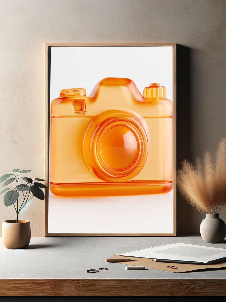 Orange Camera Illustration Poster. — room view 2
