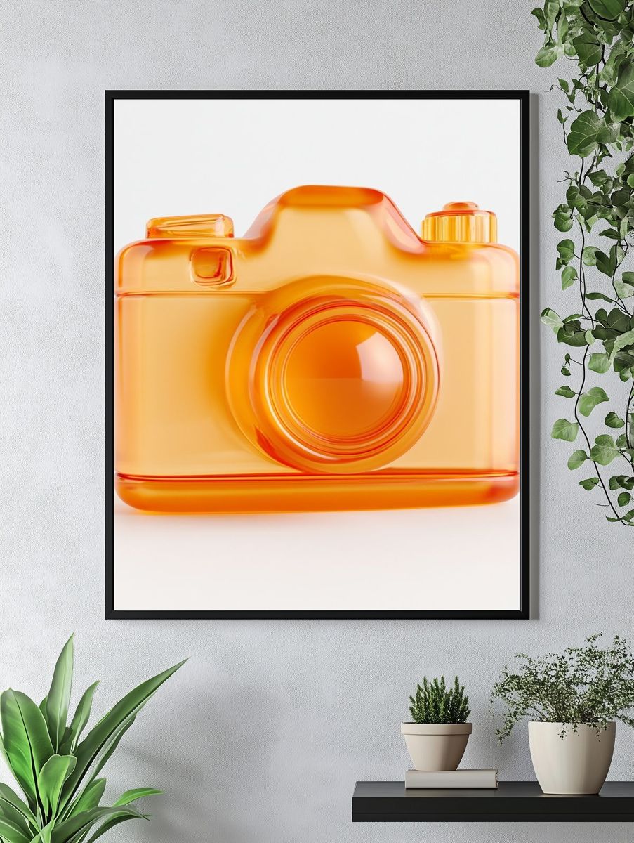Orange Camera Illustration Poster. — room view 4