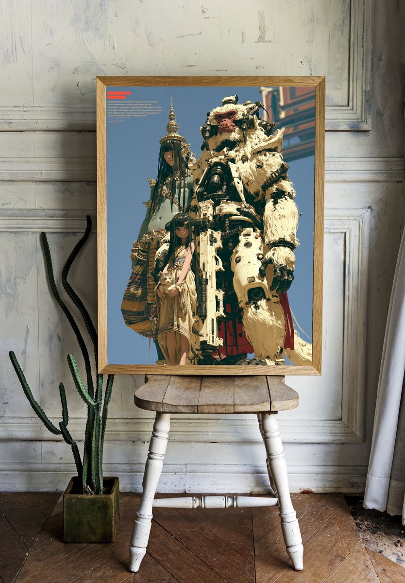 Mythic Mecha Guardians Illustration Poster. — room view 1