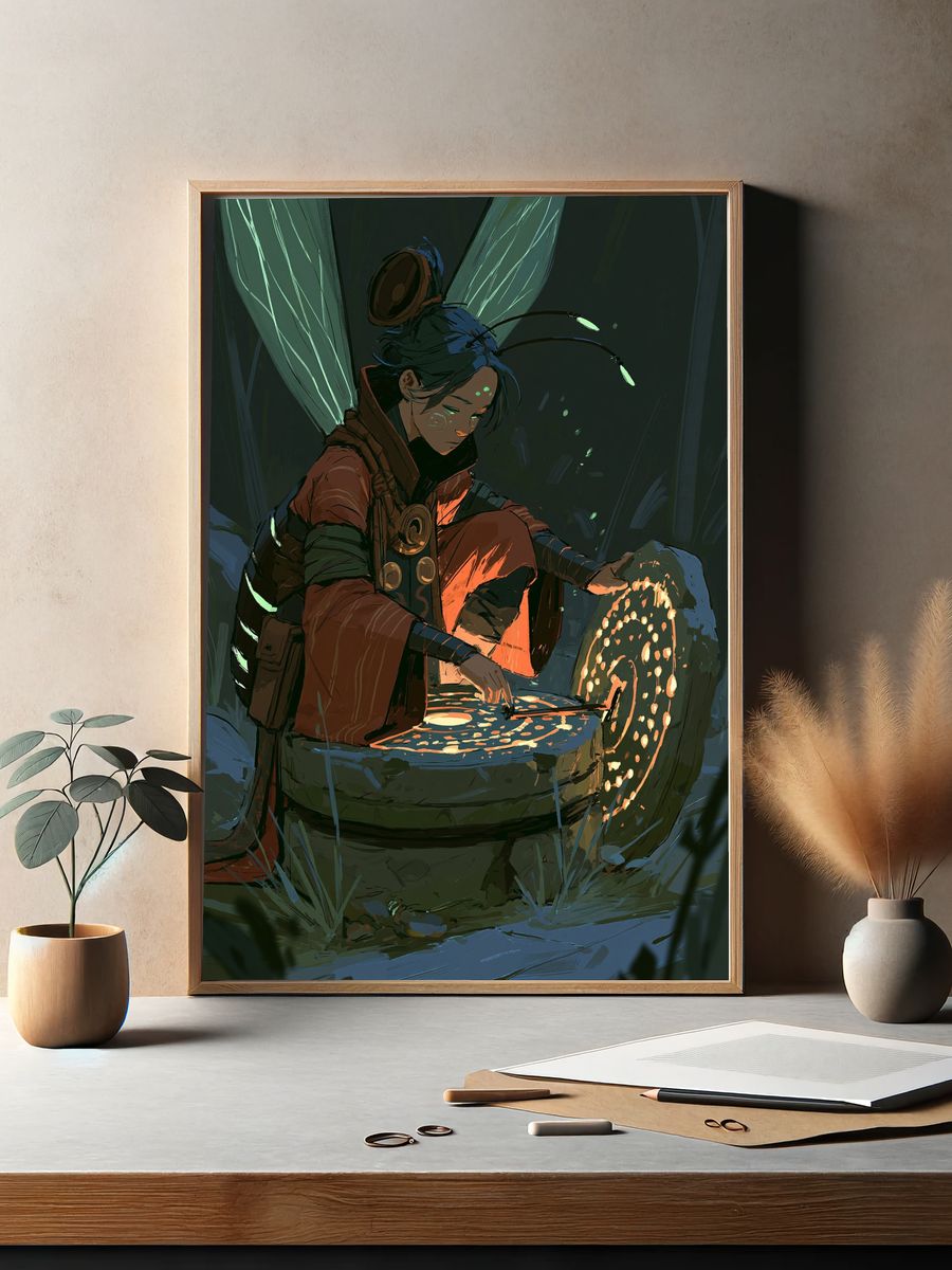 Lantern Weaver Digital Art Poster. — room view 2