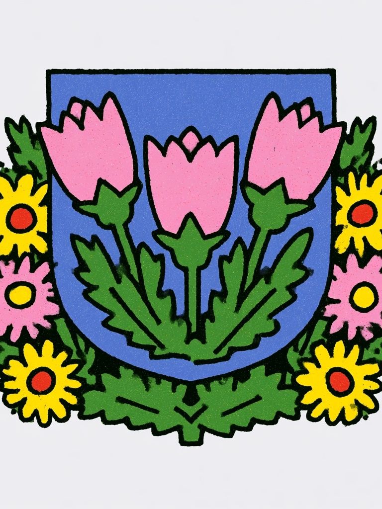Floral Folk Emblem Poster. poster — illustration art