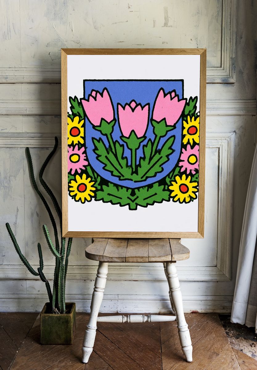 Floral Folk Emblem Poster. room preview