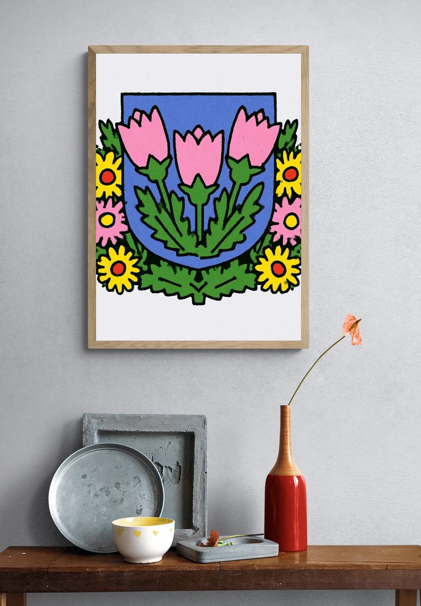 Floral Folk Emblem Poster. — room view 3