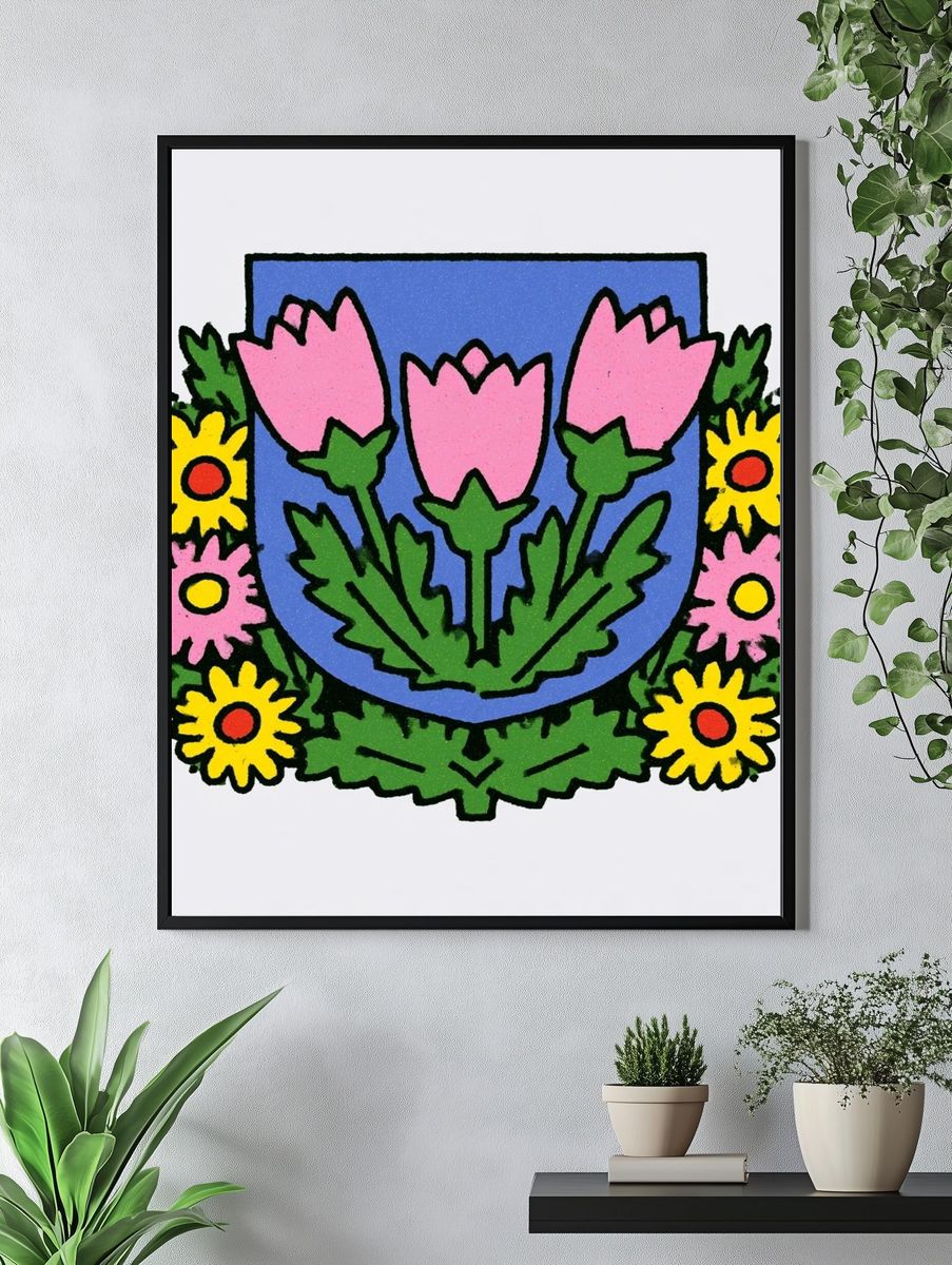 Floral Folk Emblem Poster. — room view 4