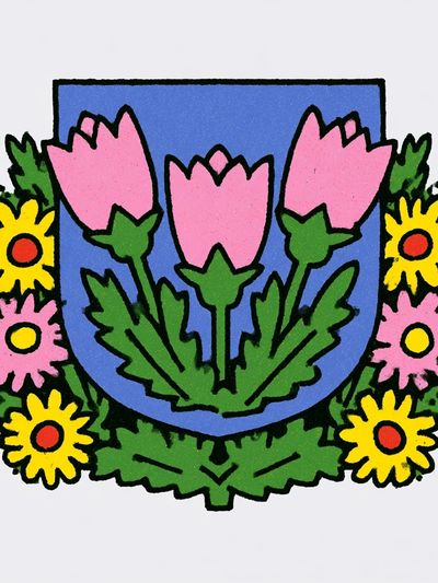 Floral Folk Emblem Poster. poster