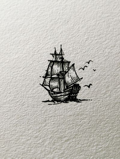Sailing Ship Ink Print.
