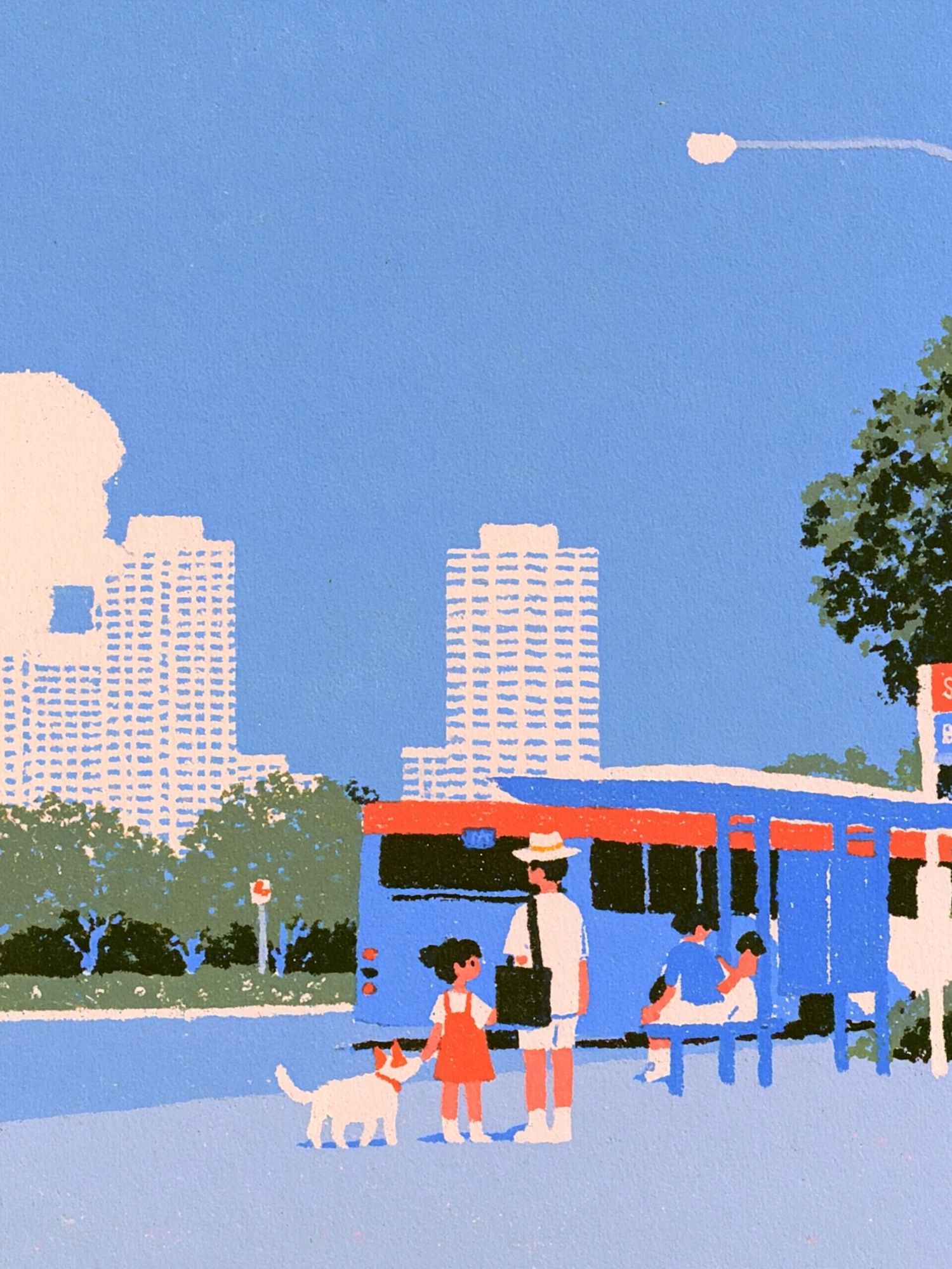 City Bus Stop Illustration Poster. poster detail