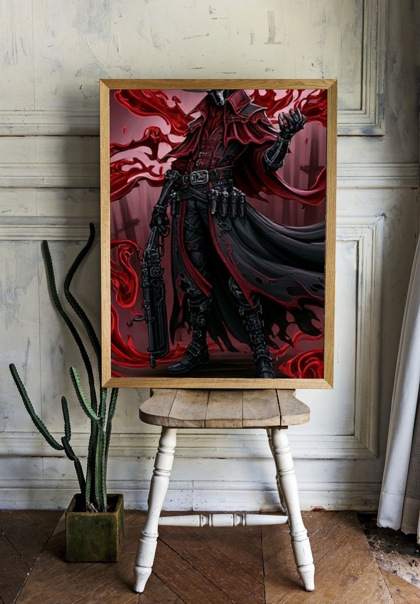 Crimson Gunslinger Digital Art Print. room preview