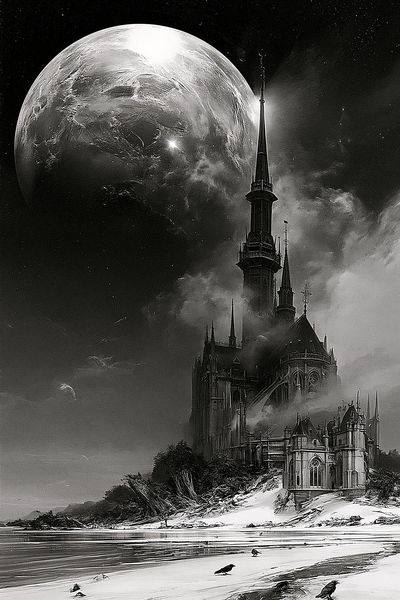 Moonlit Gothic Castle Poster. poster print