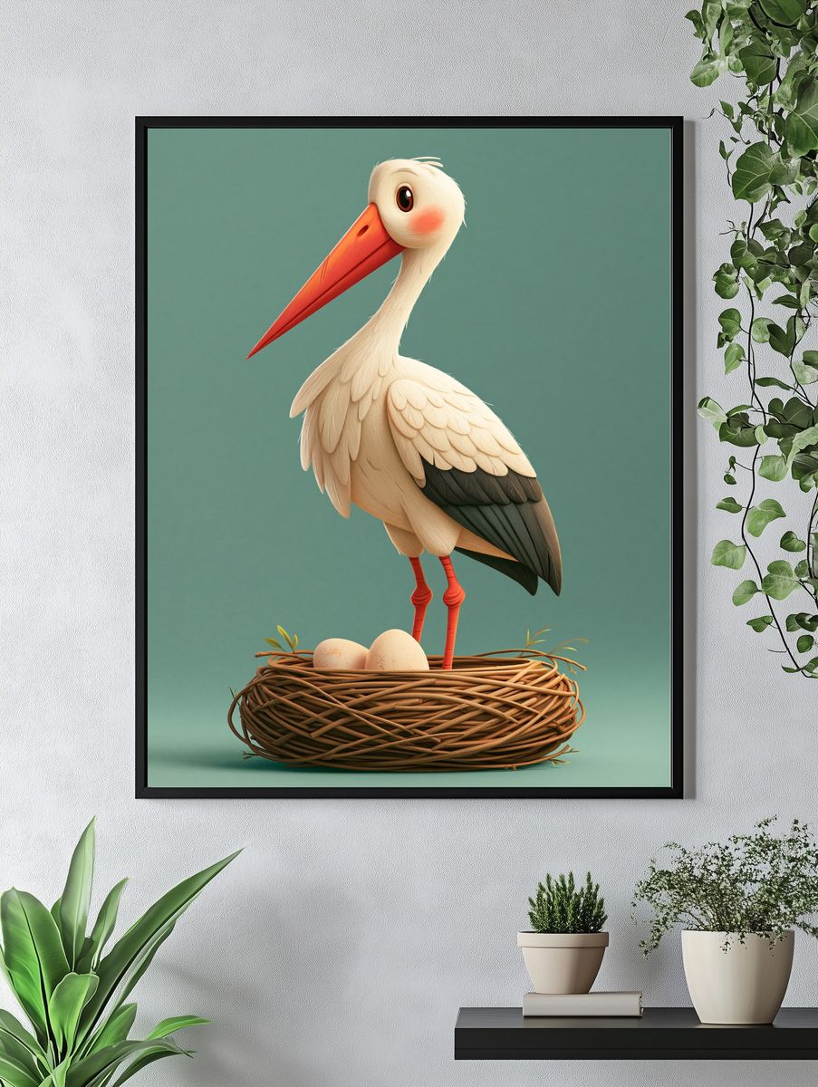 Stork Nest Illustration Poster. — room view 4