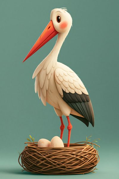 Stork Nest Illustration Poster. poster