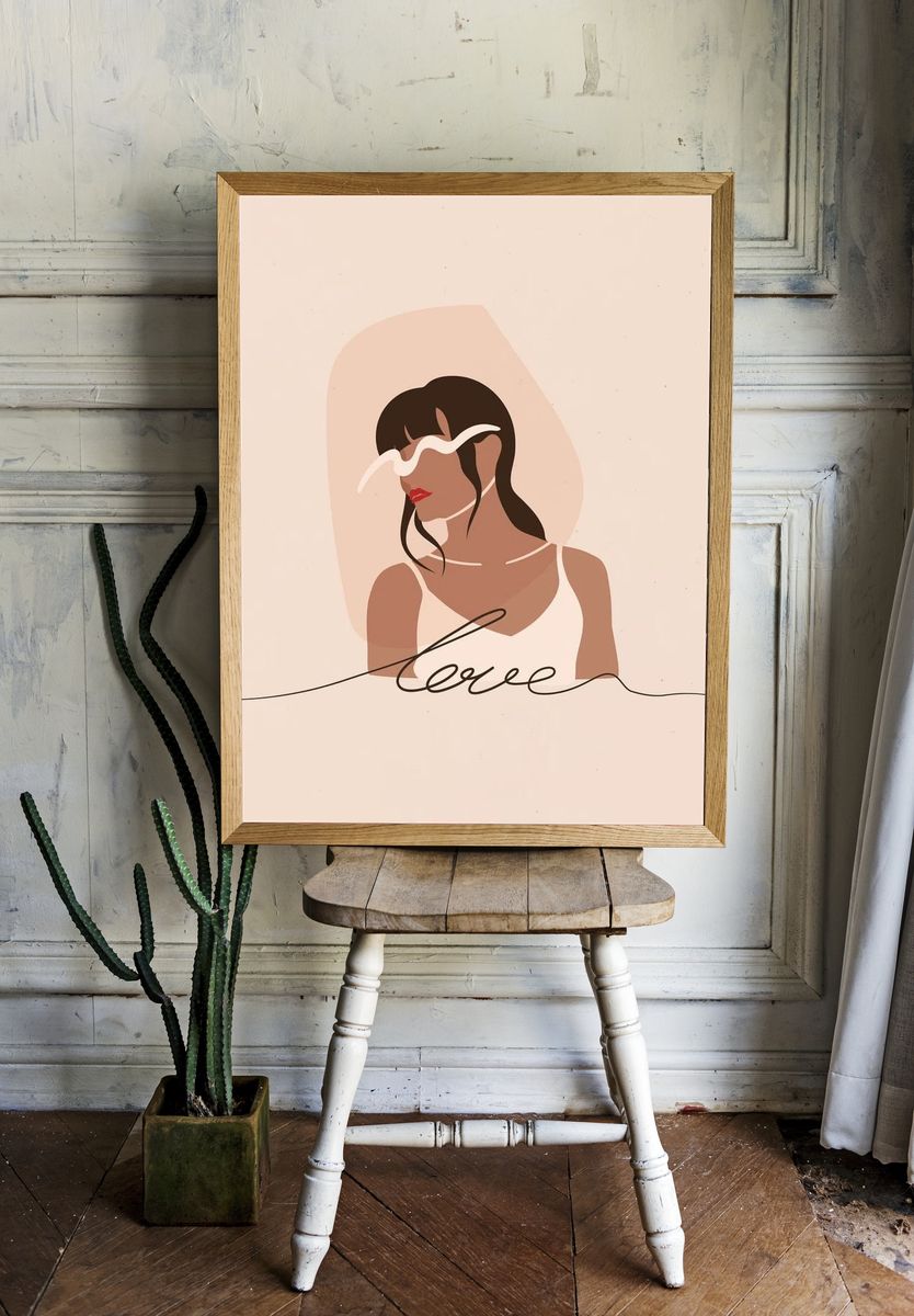 Girl with Cats Illustration Poster. — room view 1