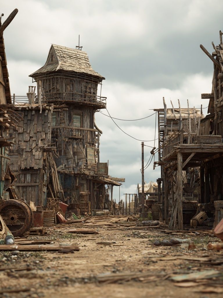 Rustic Wasteland Village Poster. poster — illustration art