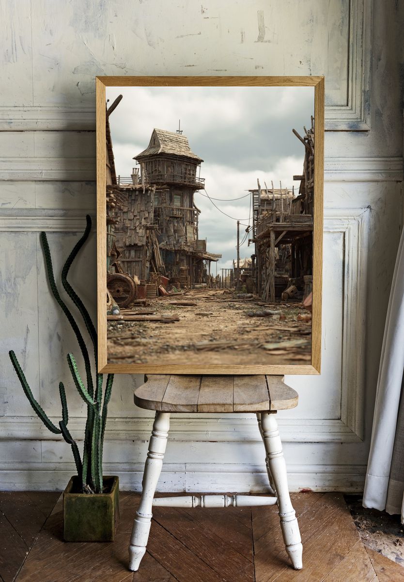 Rustic Wasteland Village Poster room preview