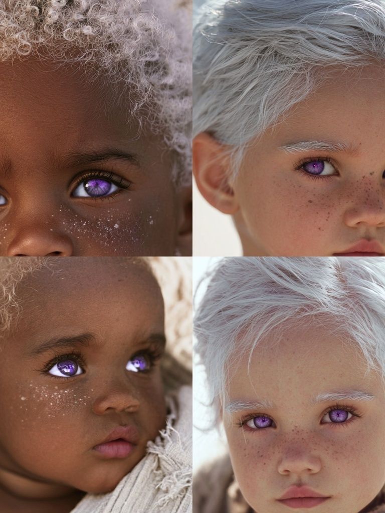 Purple-Eyed Children Portrait Poster. poster — illustration art