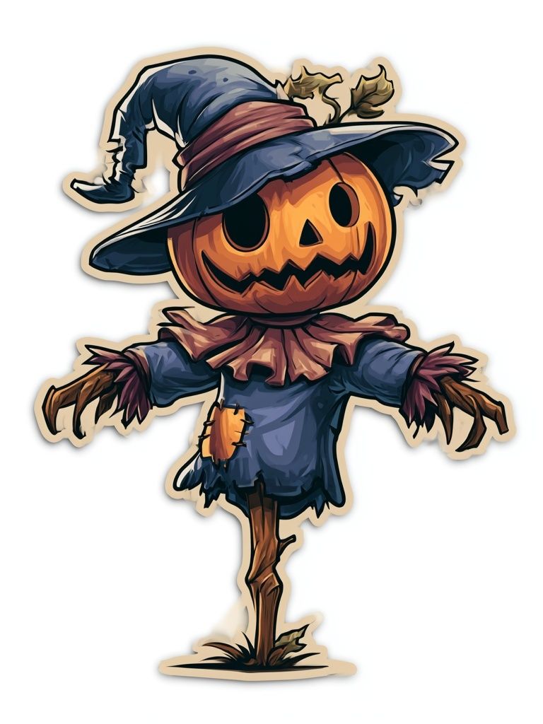 Scarecrow Pumpkin Illustration Poster. poster — illustration art